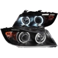Picture of ANZO 2006-2008 BMW 3 Series E90-E91 Projector Headlights w/ Halo w/ LED Bar Black (CCFL)