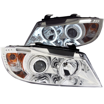 Picture of ANZO 2006-2008 BMW 3 Series E90-E91 Projector Headlights w/ Halo w/ LED Bar Chrome (CCFL)