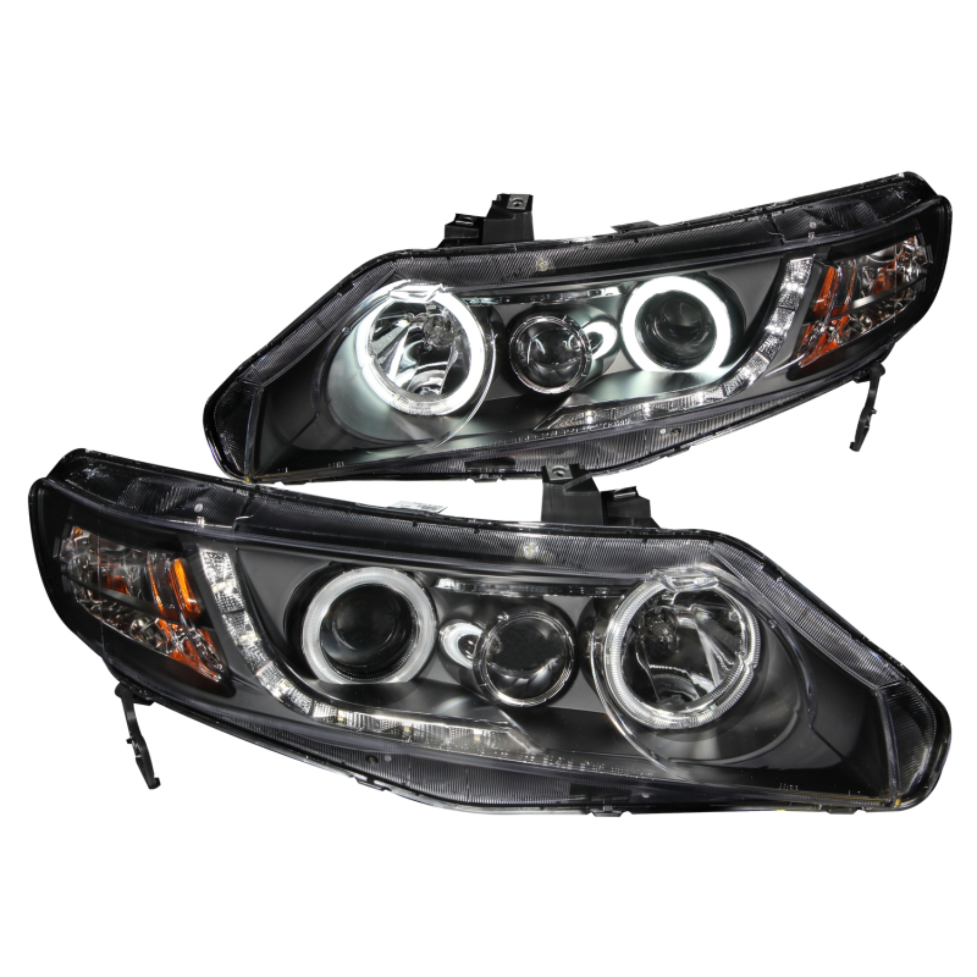 Picture of ANZO 2006-2011 Honda Civic Projector Headlights w/ Halo Black (CCFL)