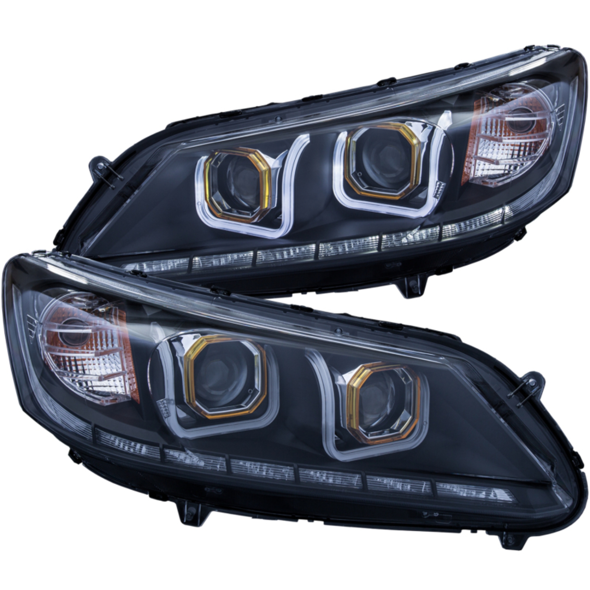 Picture of ANZO 2013-2015 Honda Accord (4dr ONLY) Projector Headlights w/ U-Bar Black
