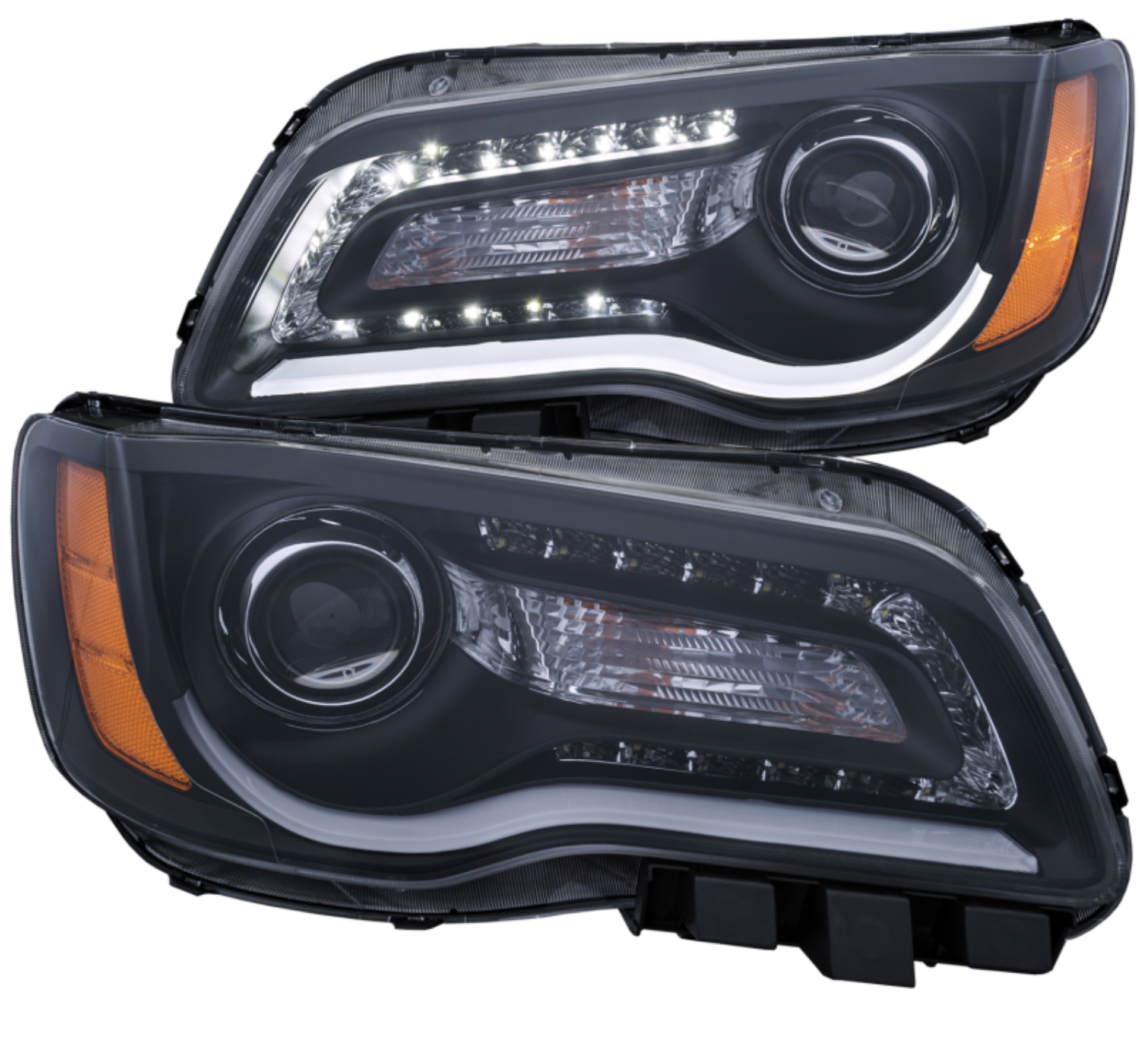 Picture of ANZO 2011-2014 Chrysler 300 Projector Headlights w/ Plank Style Design Black