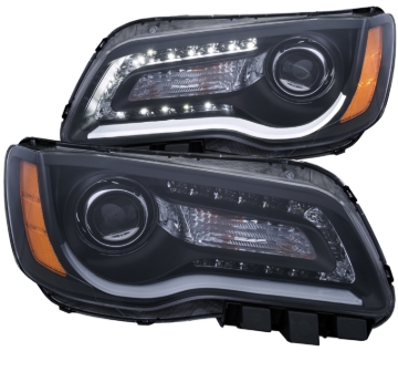 Picture of ANZO 2011-2014 Chrysler 300 Projector Headlights w/ Plank Style Design Black