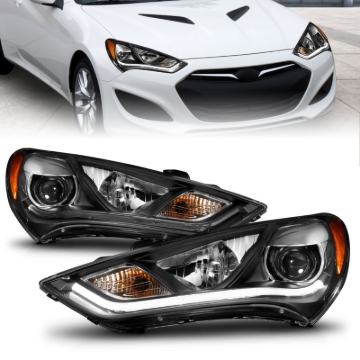 Picture of ANZO 2013-2015 Hyundai Genesis Projector Headlights w/ Plank Style Design Black (HID Compatible)