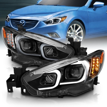 Picture of ANZO 2014-2015 Mazda 6 Projector Headlights w/ Plank Style Design Black
