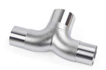 Picture of APR Cast T304 Stainless Steel T-Splitter - 76mm to Dual 63.5mm (3in to Dual 2.5in)