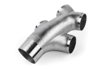 Picture of APR Cast T304 Stainless Steel Double Y-Splitter - 76mm to Quad 63.5mm (3in to Quad 2.5in)