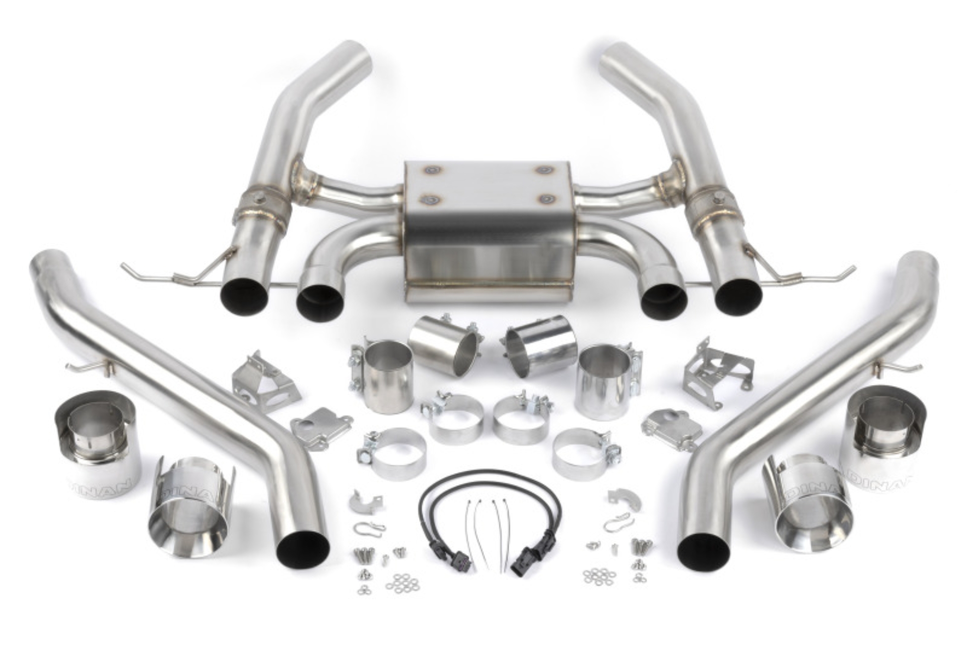 Picture of Dinan 21-27 BMW M3/M4 (G80/G82/G83) Valved Axleback Exhaust System - Polished Tips