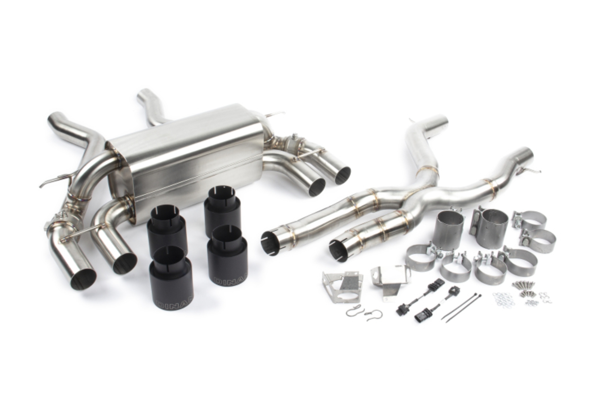 Picture of Dinan 19-21 BMW M2 Competition (F87) Free Flow Axleback Exhaust System w/X-Pipe - Black Tips