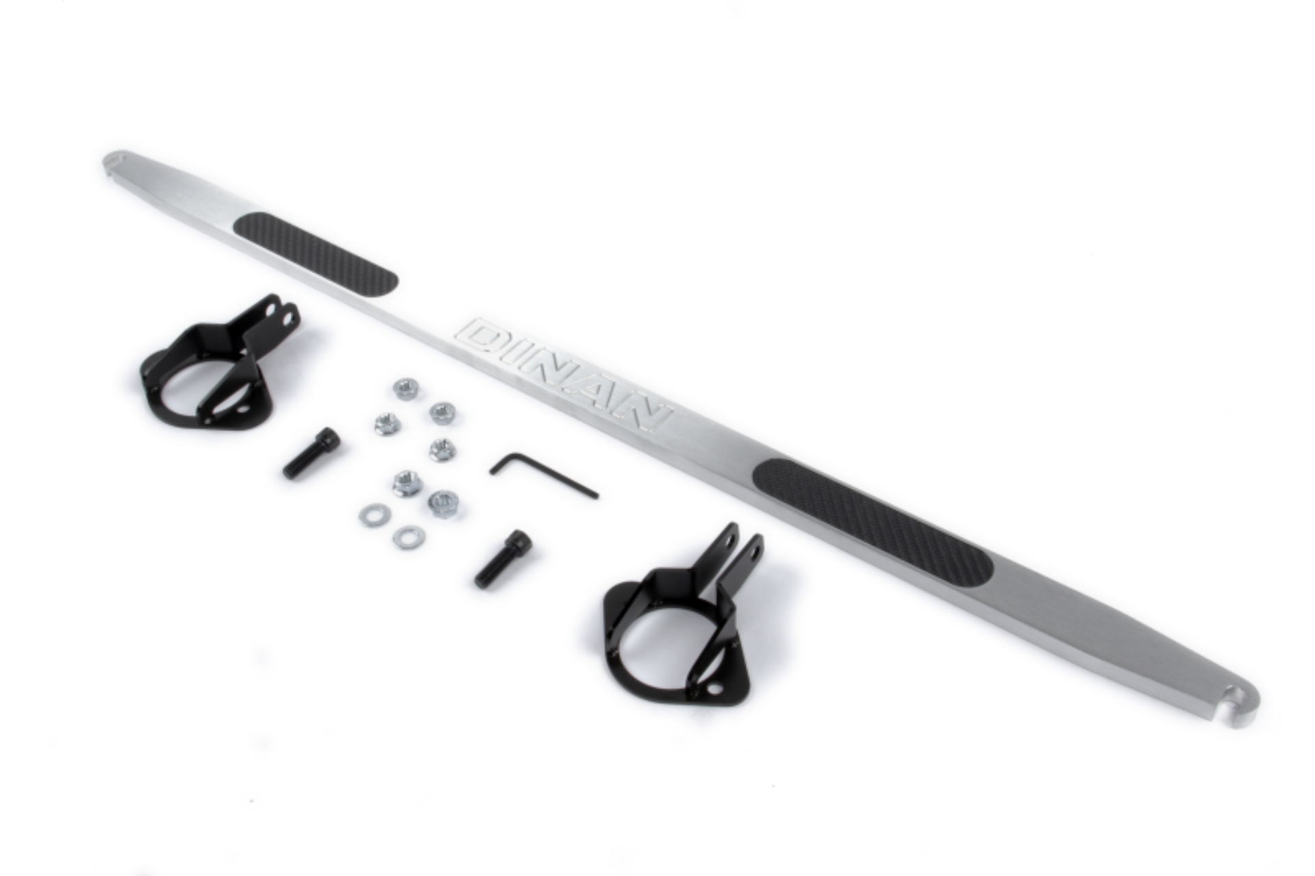 Picture of Dinan 99-06 BMW 323i/325i/328i/330i/M3 (E46) Brushed Alum. w/Carbon Inlays Shock Tower Brace - Rear