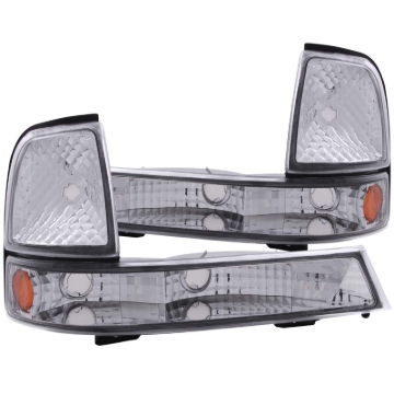Picture of ANZO 1998-2000 Ford Ranger Euro Parking Lights Chrome w/ Amber Reflector