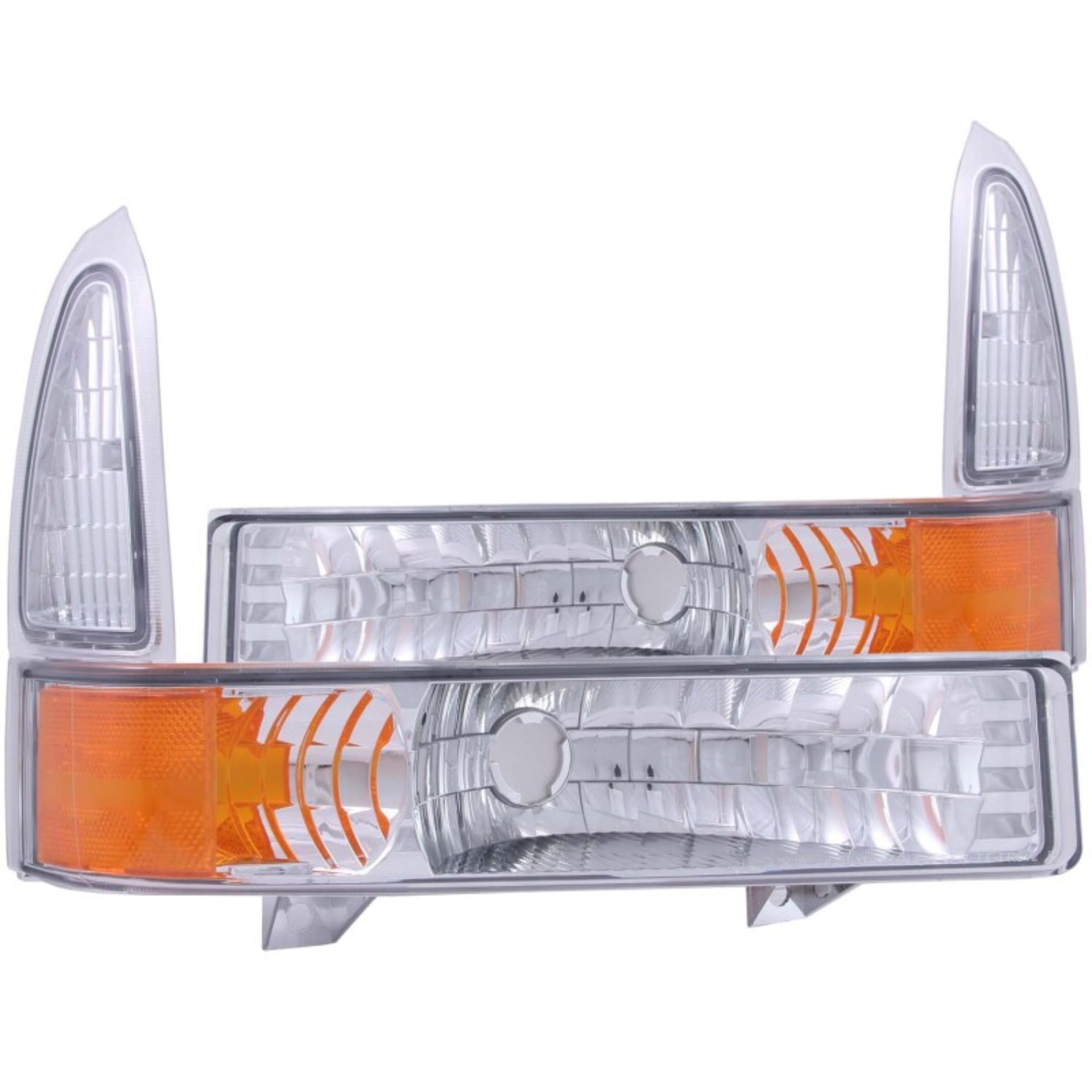Picture of ANZO 2000-2004 Ford Excursion Euro Parking Lights Chrome w/ Amber Reflector