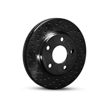 Picture of R1 24-26 Tesla Cybertruck Front Drilled Black Brake Rotor