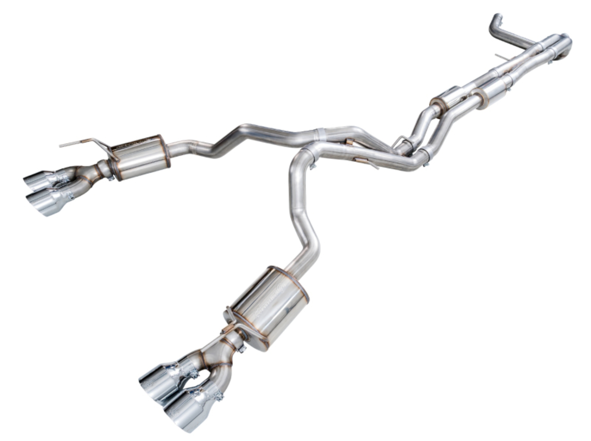 Picture of AWE Tuning 2021+ Cadillac Escalade 6.2L 0FG Dual Exit Exhaust System w/ 5in Chrome Silver Tips