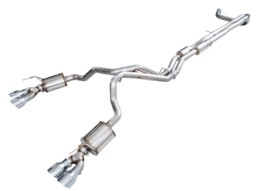 Picture of AWE Tuning 2021+ Cadillac Escalade 6.2L ESV 0FG Dual Exit Exhaust System w/ 5in Chrome Silver Tips
