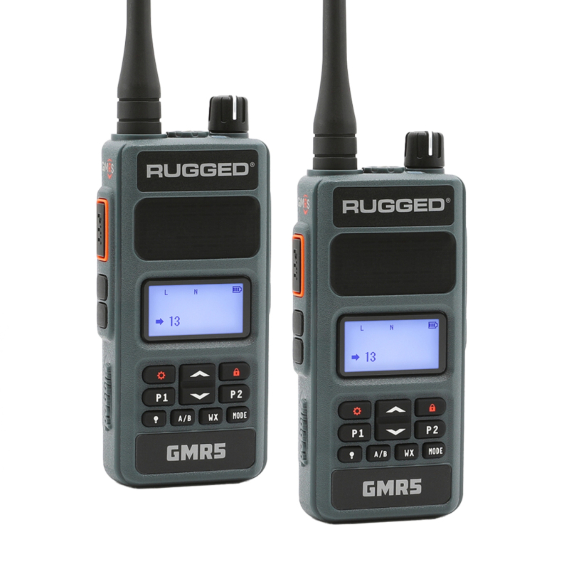 Picture of Rugged Radios GMR5-X - 5W GMRS Handheld Radio - Waterproof w/ XL Battery - 2 Pack