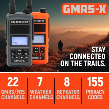Picture of Rugged Radios GMR5-X - 5W GMRS Handheld Radio - Waterproof w/ XL Battery - 2 Pack - Orange