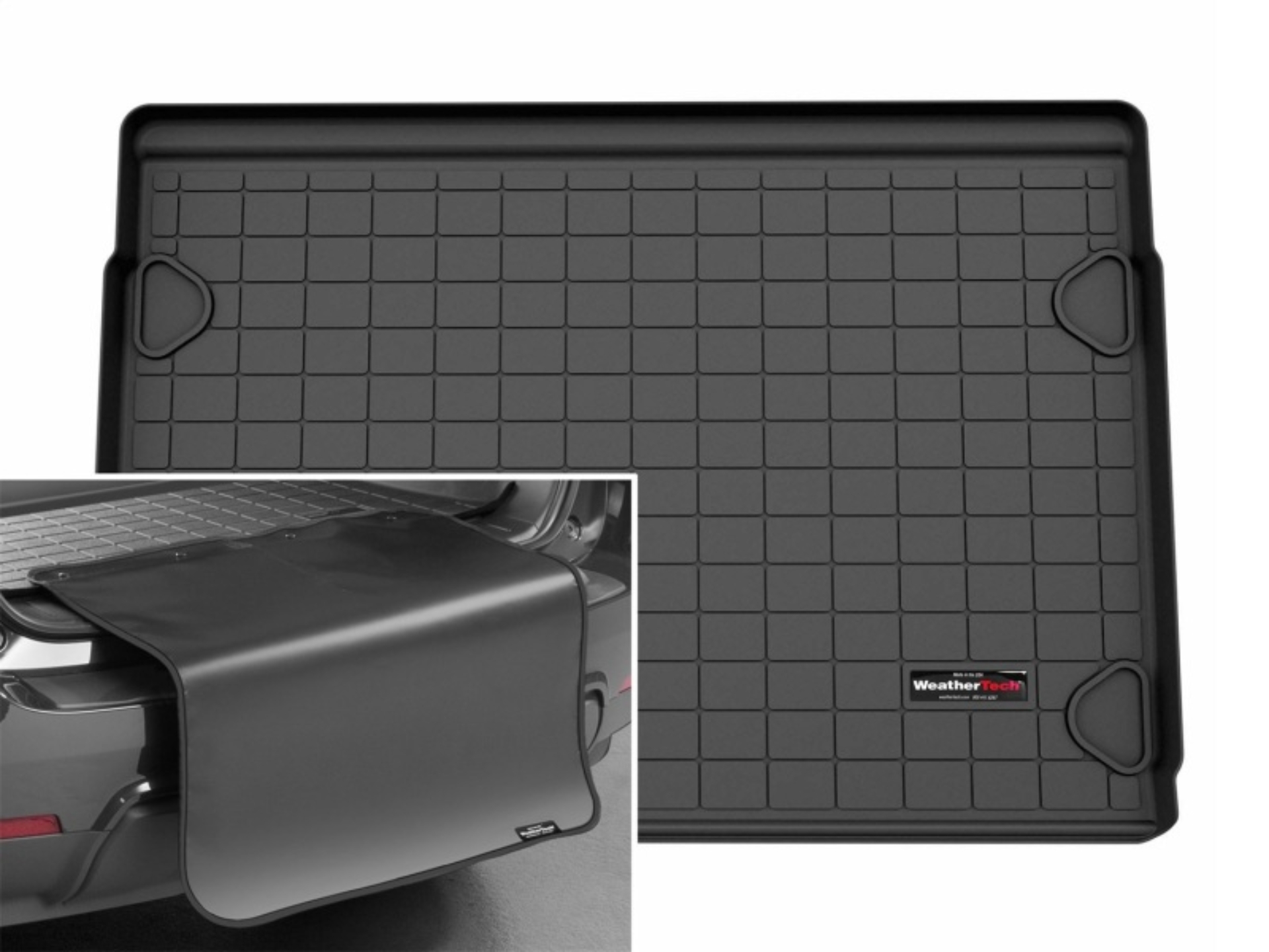 Picture of WeatherTech 22-25 Ford Bronco Trunk Cargo Liner for Vinyl Floors w/Bumper Protector - Black