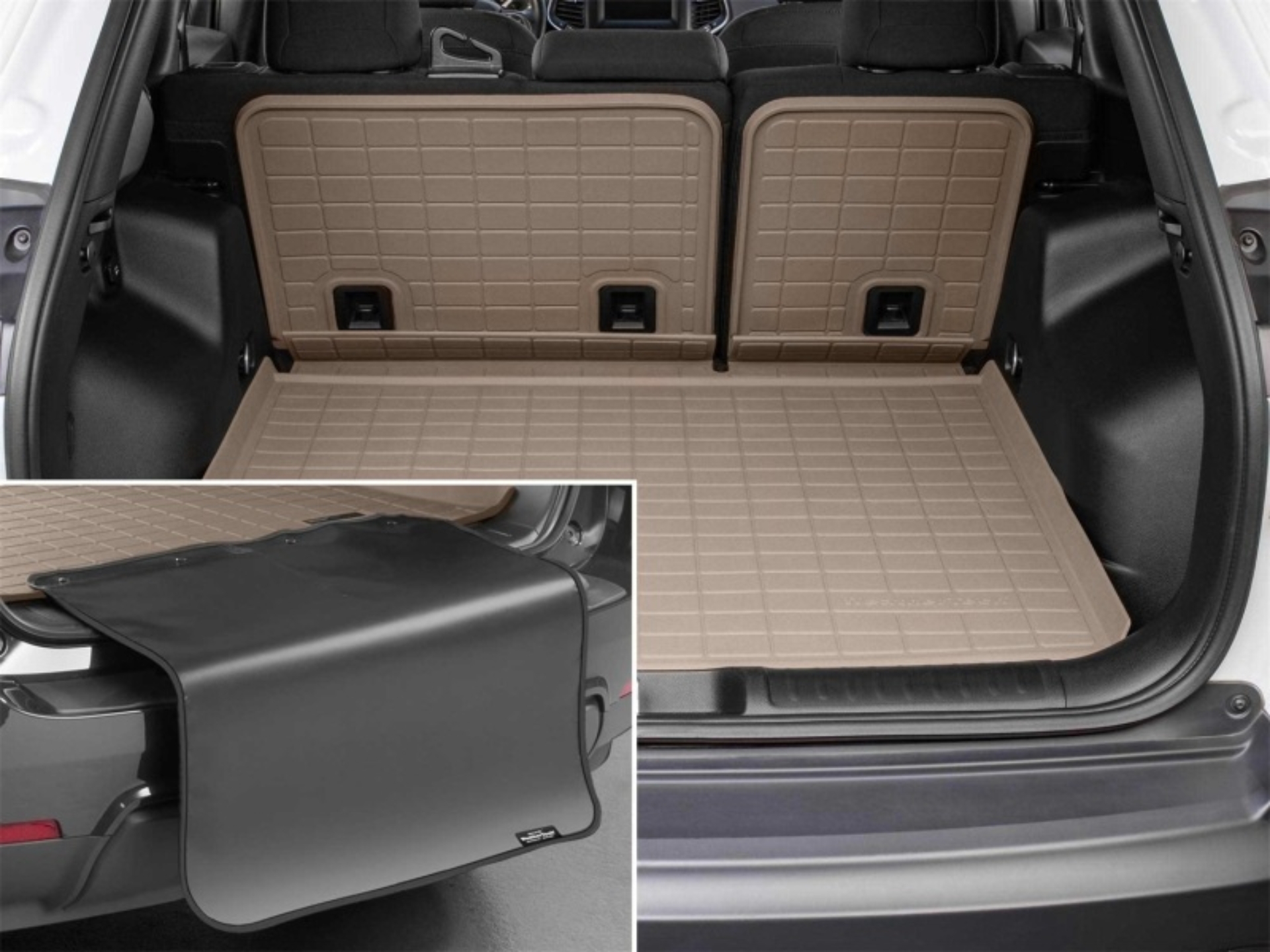 Picture of WeatherTech 21-26 Cadillac Escalade Behind Seating w/Bumper Protector SeatBack Cargo Liner - Tan