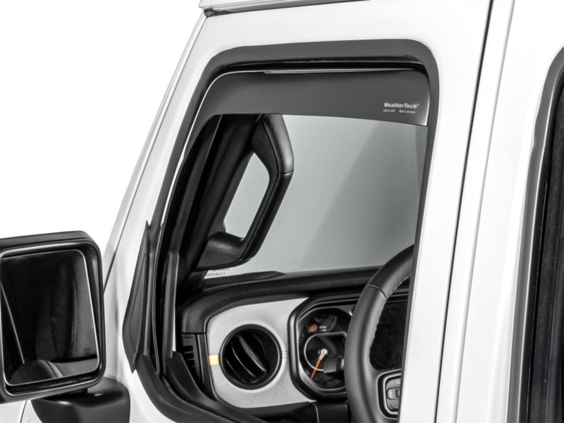 Picture of WeatherTech 20-26 Jeep Gladiator JT Front Front Side Window Deflectors-Dark Tint