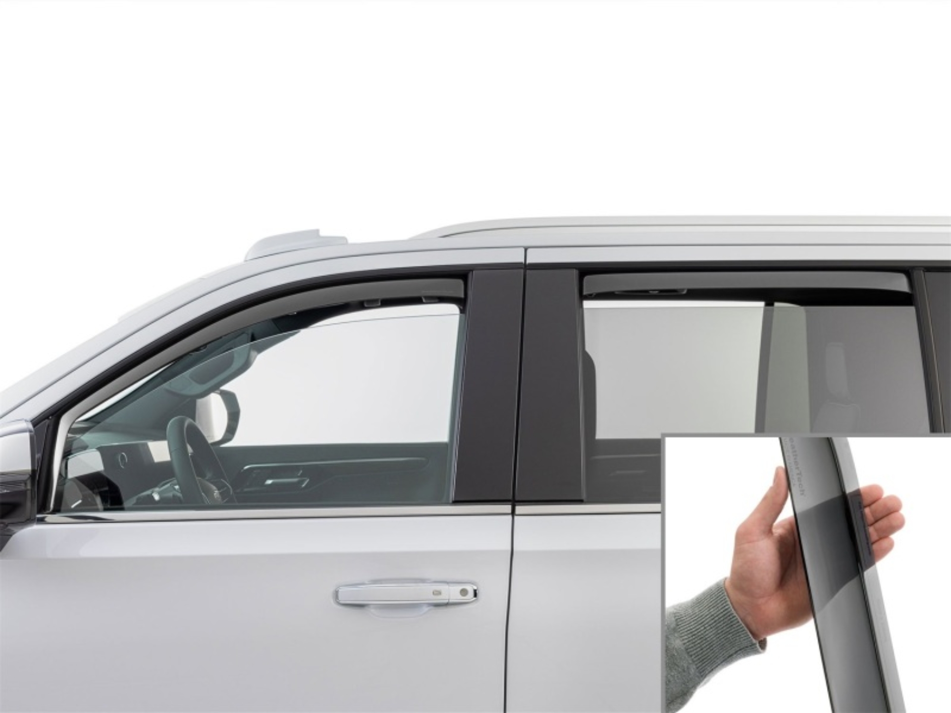Picture of WeatherTech 21-25 Cadillac Escalade ESV Front Rear Side Window Deflectors - Dark Tint