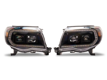 Picture of Raxiom 05-11 Toyota Tacoma Axial Series Switchback Projector Headlights- Black Housing- Clear Lens