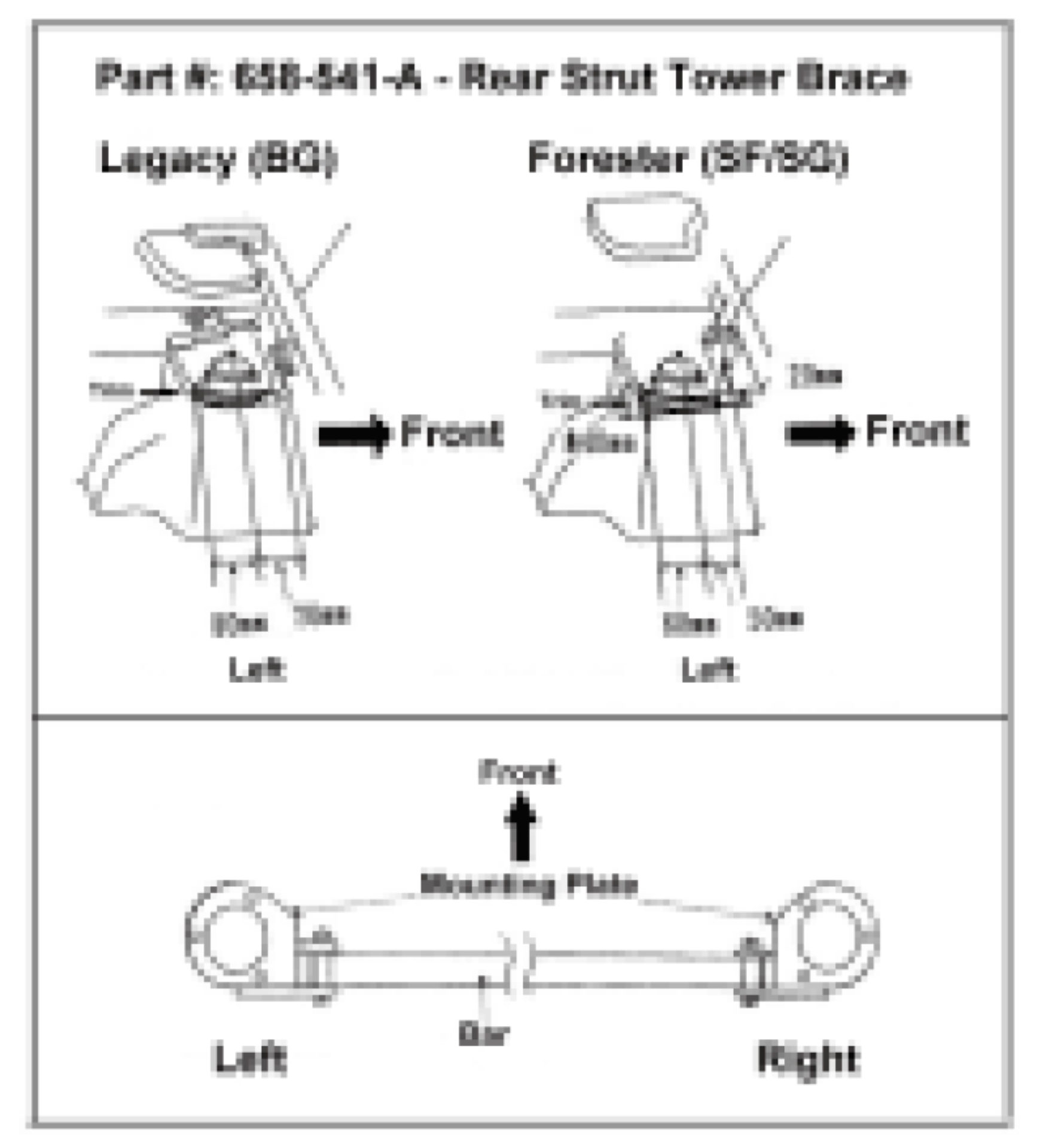 Picture of Cusco Strut Bar Type-AS Rear 20mm Round Subaru Forester SF/SG (Rear Panel Trimming Required)