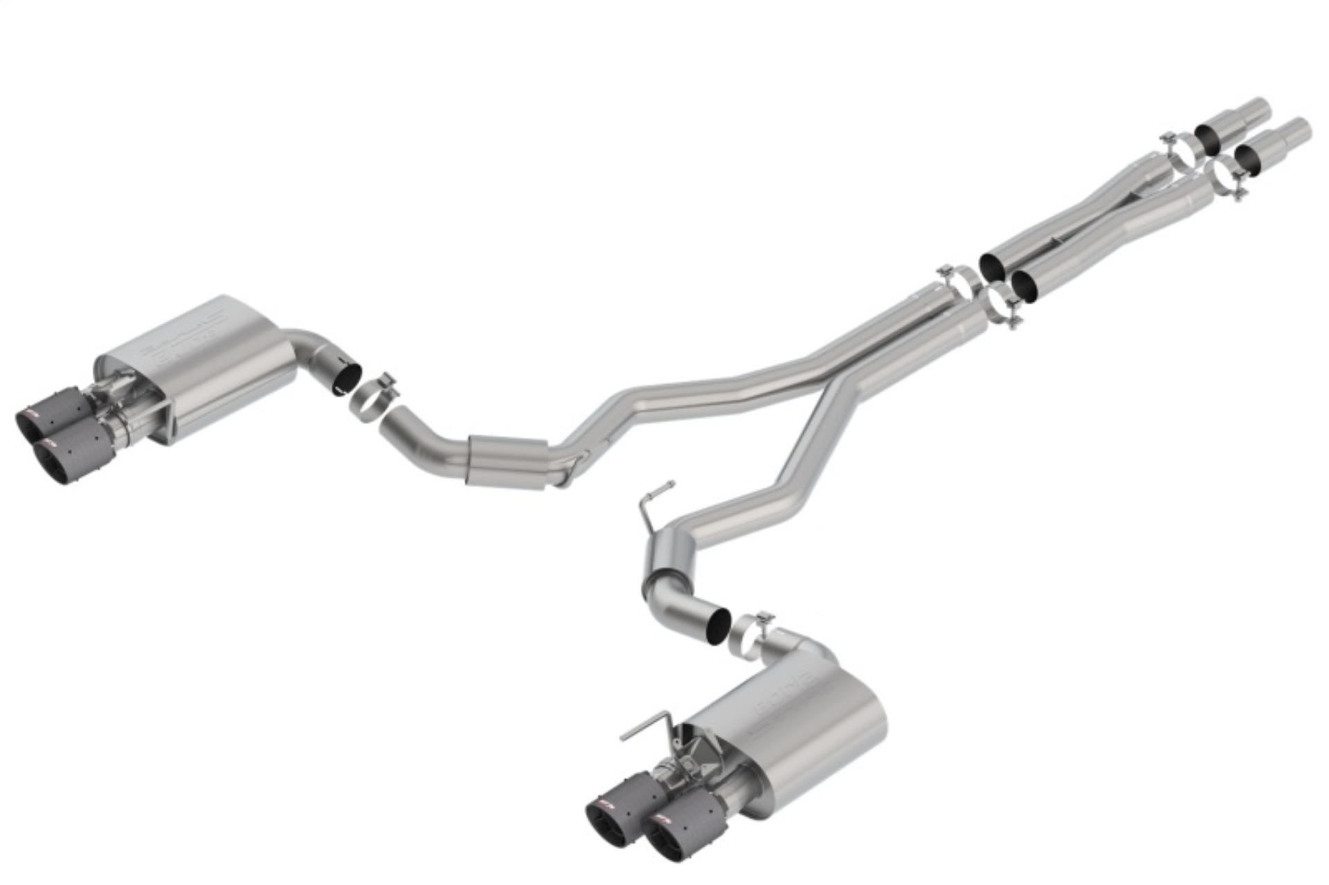 Picture of Borla 2018 Ford Mustang GT 5.0L AT/MT 3in S-Type Catback Exhaust w/ Valves (Carbon Fiber Black Tip)