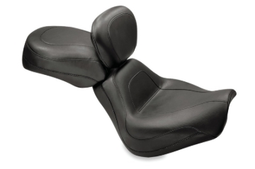 Picture of Mustang 00-07 Harley Softail Deuce Sport Touring Solo Seat w/Driver Backrest - Black