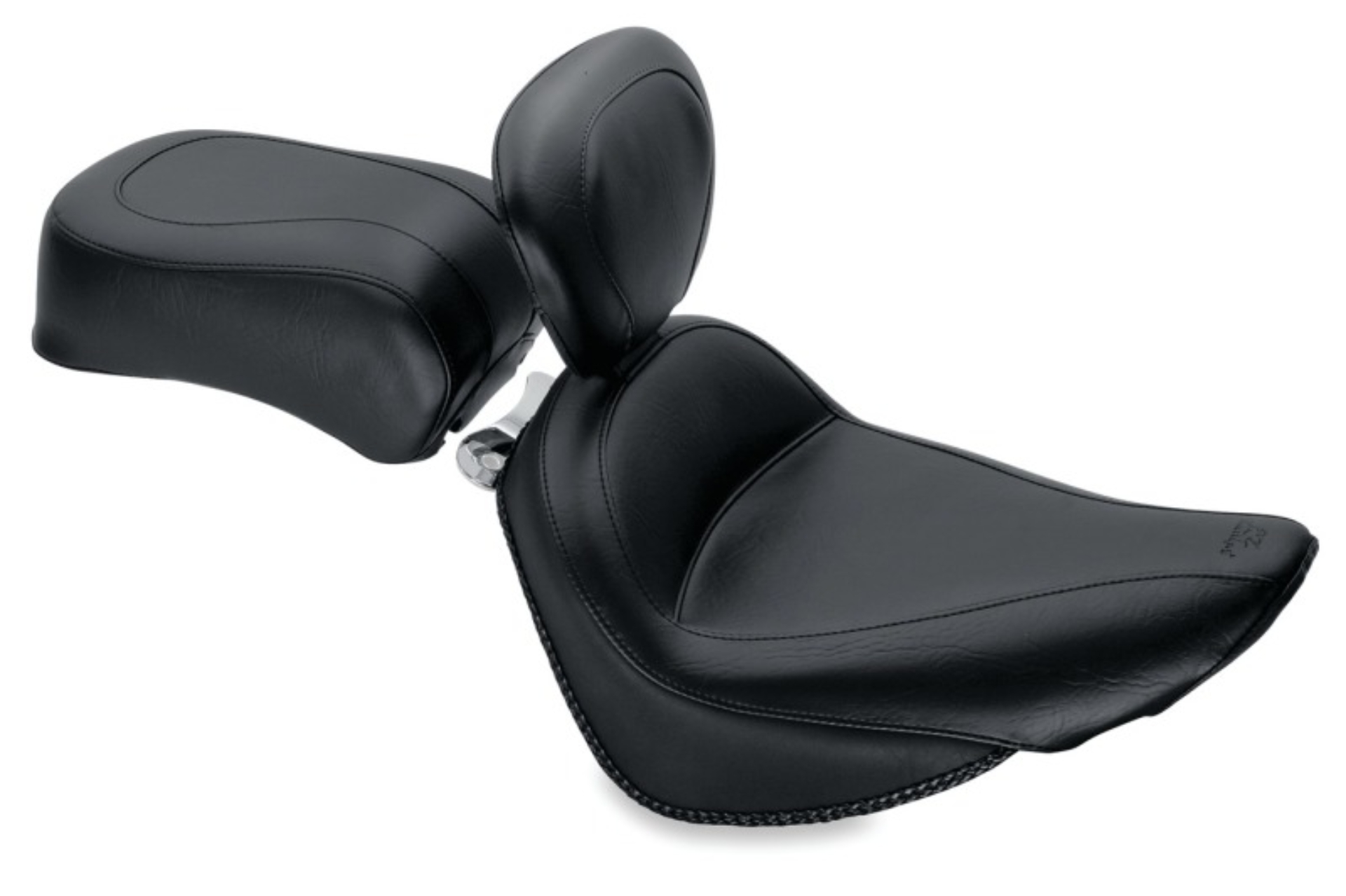 Picture of Mustang 00-15 Harley Softail Standard Rear Tire Standard Touring Solo Seat w/Driver Backrest - Black