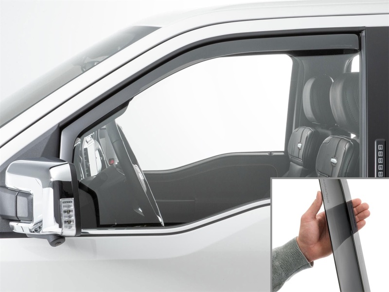 Picture of WeatherTech 21-23 Ford F-150 / 2023 Ford F-250/F-350/F-450 Front Side Window Deflectors - Dark Smoke