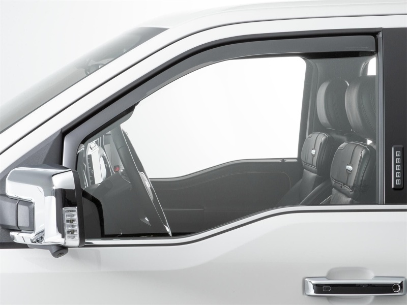 Picture of WeatherTech 21-23 Ford F-150 / 2023 Ford F-250/F-350/F-450 Front Side Window Deflectors - Dark Smoke