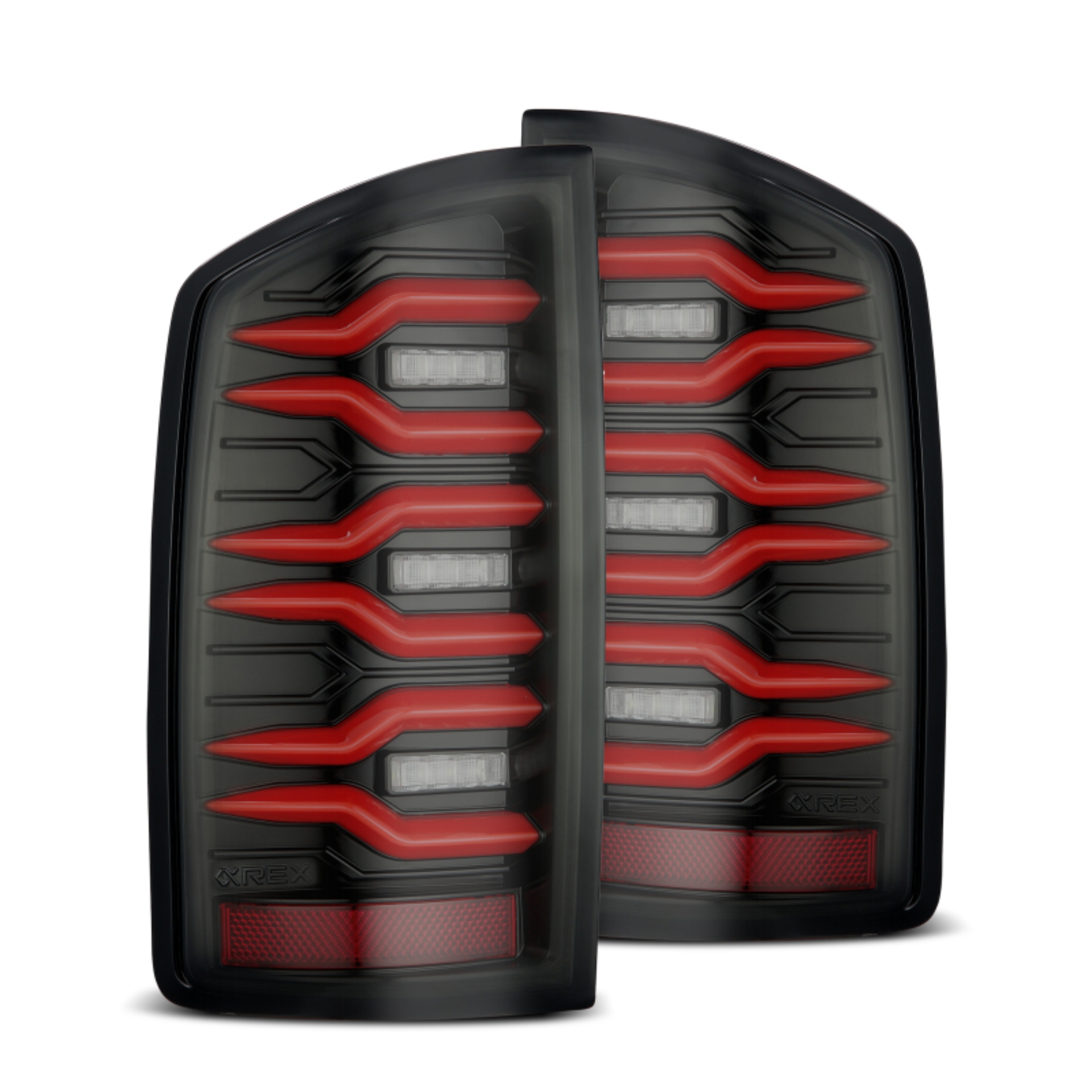 Picture of AlphaRex 07-08 Dodge Ram1500/07-09 Dodge Ram 2500+3500 Luxx-Series LED Tail Lights(Pair) Black/Red