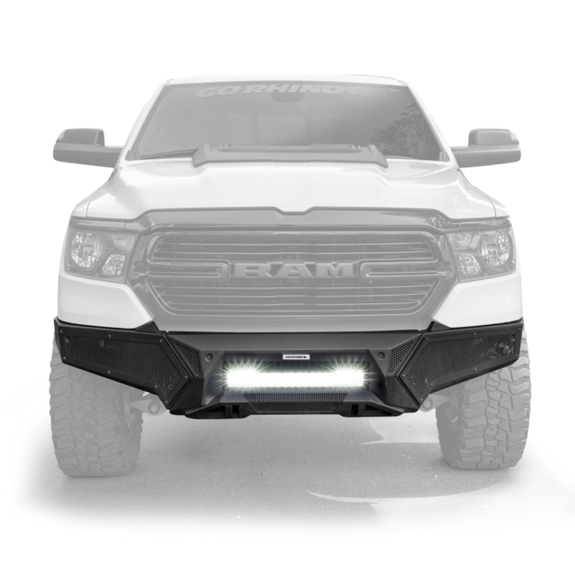 Picture of Go Rhino 19-24 Ram 1500 (Excl. Rebel/Warlock/TRX) Element Front Bumper w/Pwr Bar - Tex. Blk