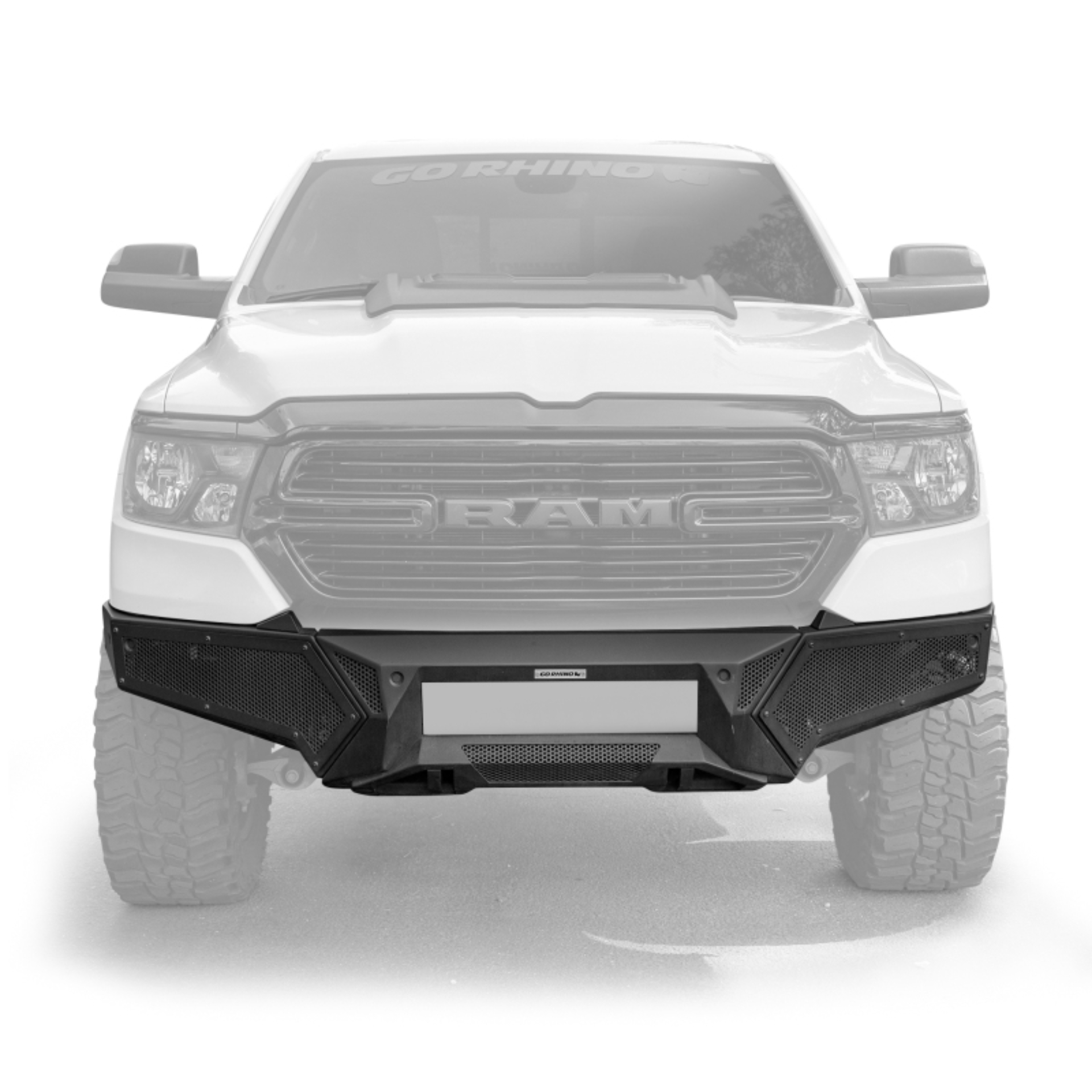 Picture of Go Rhino 19-24 Ram 1500 (Excl. Rebel/Warlock/TRX) Element FR Bumper w/Fixed Lgt Bar Mount - Tex. Blk