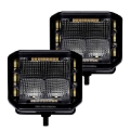 Picture of Go Rhino Xplor Blackout Combo Series Cube Sideline LED Flood Lights w/Amber 4x3 - Blk (Pair)