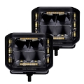 Picture of Go Rhino Xplor Blackout Combo Series Cube Sideline LED Spot Lights w/ Amber 4x3 - Blk (Pair)