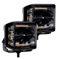Picture of Go Rhino Xplor Blackout Combo Series Cube Sideline LED Spot Lights w/ Amber 4x3 - Blk (Pair)