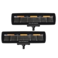 Picture of Go Rhino Xplor Blackout Combo Series Sixline LED Flood Lights w/Amber (Surface Mount) - Blk (Pair)