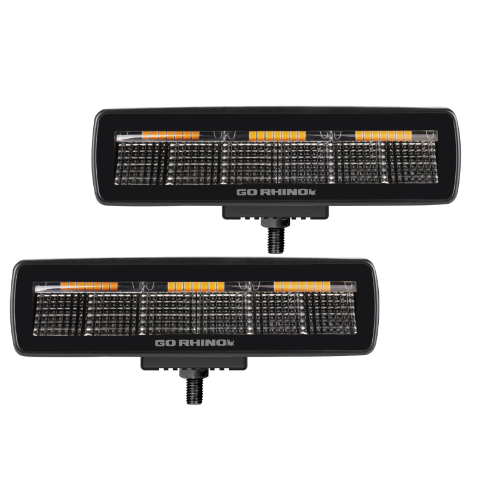 Picture of Go Rhino Xplor Blackout Combo Series Sixline LED Flood Lights w/Amber (Surface Mount) - Blk (Pair)