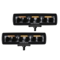 Picture of Go Rhino Xplor Blackout Combo Series Sixline LED Spot Lights w/Amber (Surface Mount) - Blk (Pair)