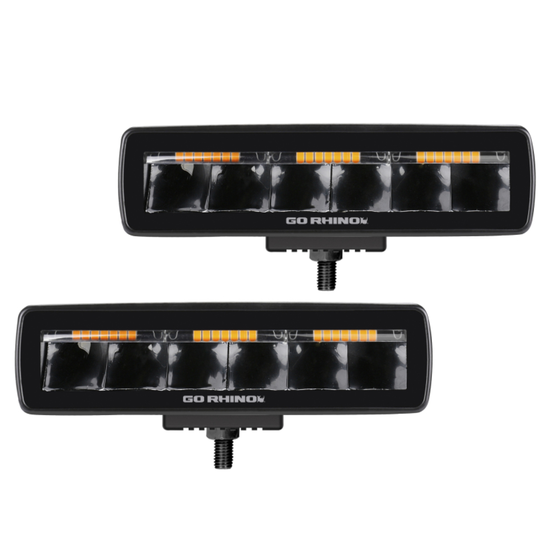 Picture of Go Rhino Xplor Blackout Combo Series Sixline LED Spot Lights w/Amber (Surface Mount) - Blk (Pair)