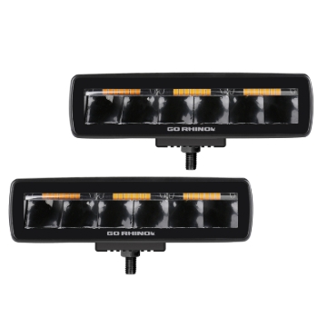 Picture of Go Rhino Xplor Blackout Combo Series Sixline LED Spot Lights w/Amber (Surface Mount) - Blk (Pair)