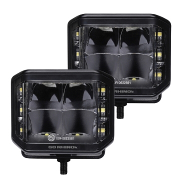 Picture of Go Rhino Xplor Blackout Series Cube LED Sideline Spot Light Kit (Surface Mount) 4x3 - Blk (Pair)