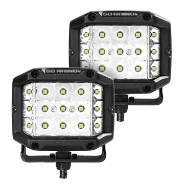 Picture of Go Rhino Xplor Bright Series Sideline Cube LED Spot Light Kit (Surface Mount) 4x3 - Blk (Pair)