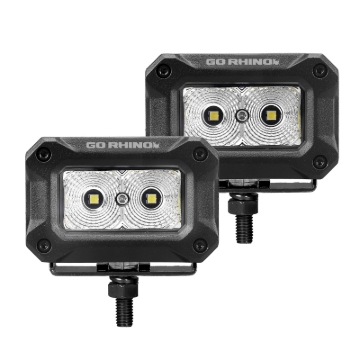Picture of Go Rhino Xplor Bright Series Rectangle LED Flood Light Kit (Surface/Thread Std Mnt) 3x2 - Blk (Pair)
