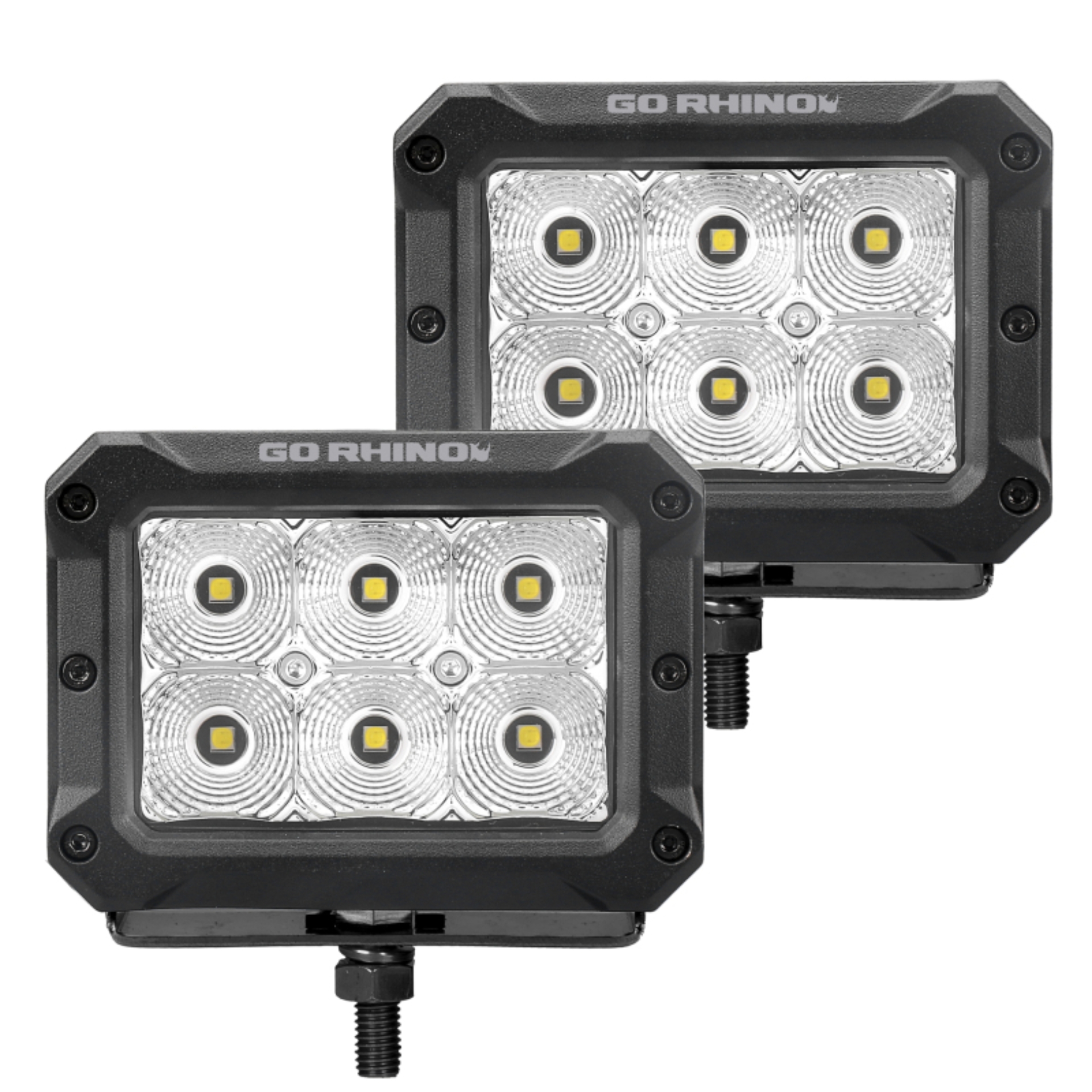 Picture of Go Rhino Xplor Bright Series Rectangle LED Flood Light Kit (Surface/Thread Std Mnt) 4x3 - Blk (Pair)