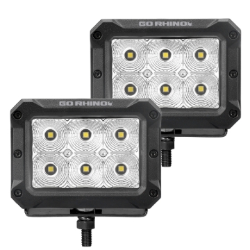 Picture of Go Rhino Xplor Bright Series Rectangle LED Flood Light Kit (Surface/Thread Std Mnt) 4x3 - Blk (Pair)
