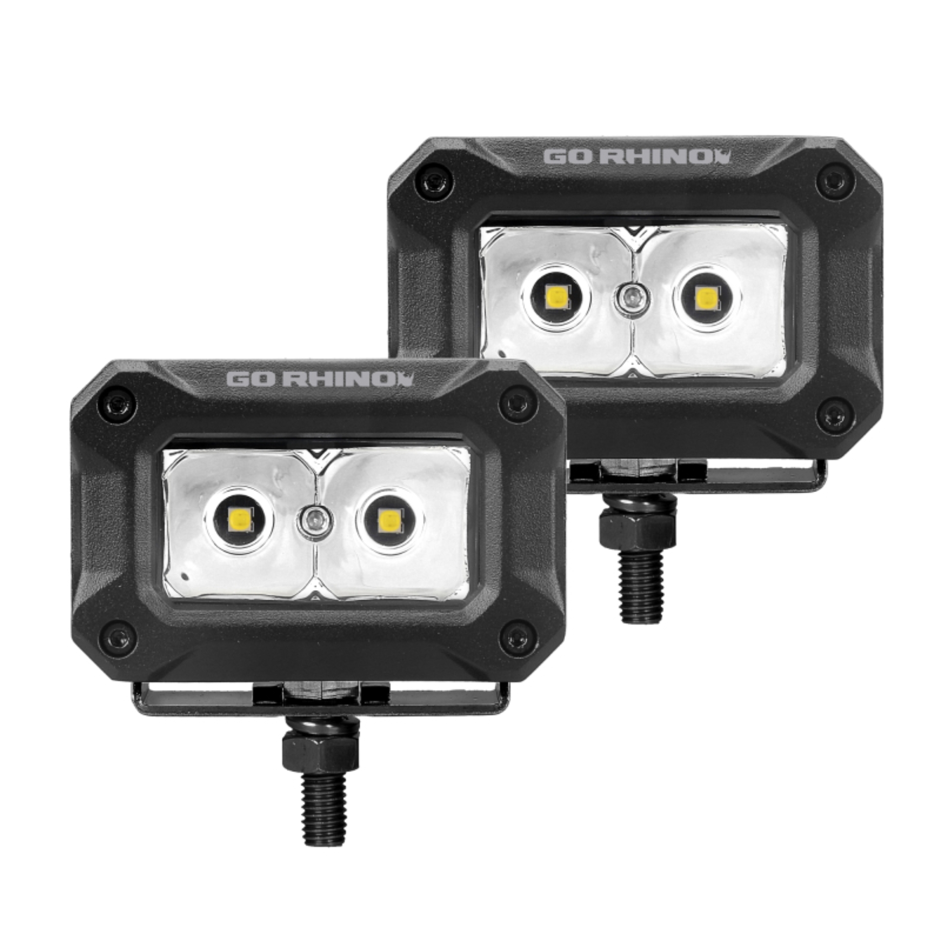 Picture of Go Rhino Xplor Bright Series Rectangle LED Spot Light Kit (Surface/Thread Stud Mnt) 3x2 - Blk (Pair)