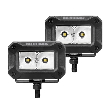 Picture of Go Rhino Xplor Bright Series Rectangle LED Spot Light Kit (Surface/Thread Stud Mnt) 3x2 - Blk (Pair)