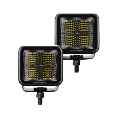 Picture of Go Rhino Xplor Blackout Series Cube LED Flood Light Kit (Surface/Threaded Stud Mnt) 2x2 - Blk (Pair)